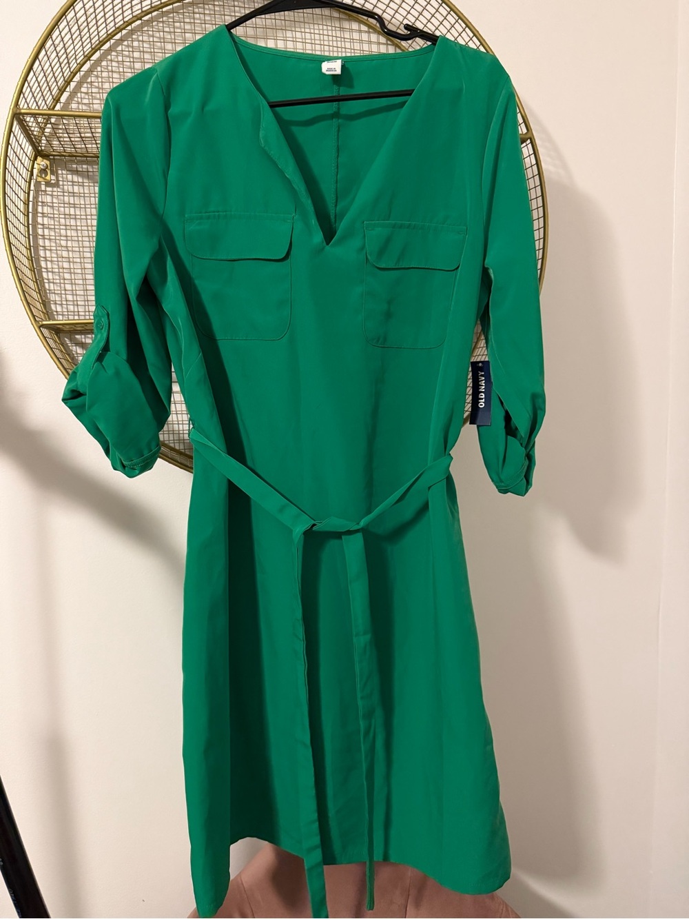 NWT Old Navy Emerald Green Midi Shirt Dress Size Medium M